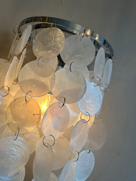 Image 1 of Set of 2 capiz shell Wall lamps pearl shell chrome frame