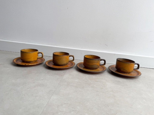 4x Vintage 70s Keramiek Kop & Schotels – servies, Ceramic (photo 2 of 6)