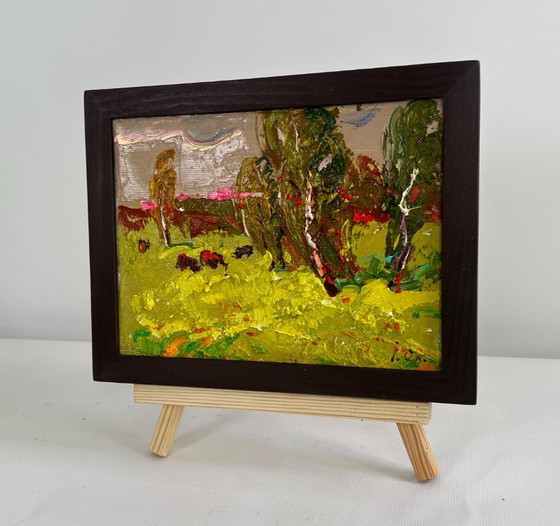 Image 1 of Original Oil Painting Evening Nature Landscape Juicy summer meadows