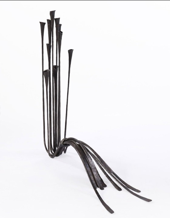 Image 1 of Geschmiedeter Metallbodenschmuck / Kandelaber . 1980's