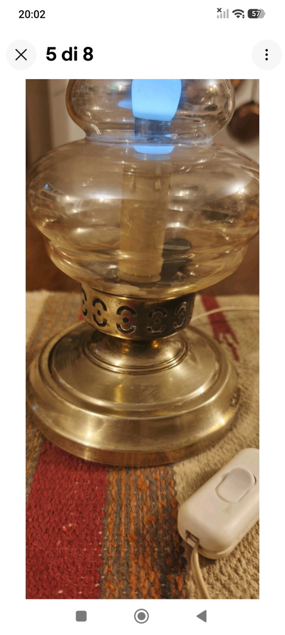 Antique Electric Lamp Vintage Light. – Table lamps, Glass, Brass (photo 4 of 8)
