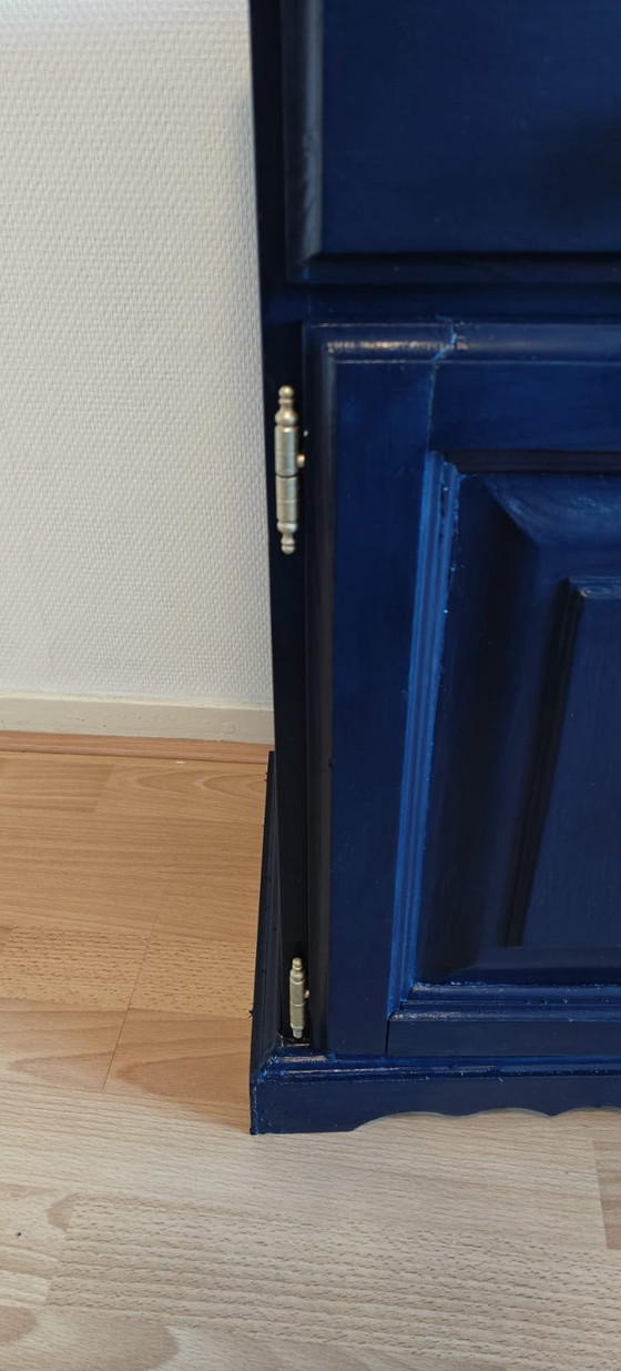 Image 1 of set of 2 dark blue bedside tables – sleek & modern