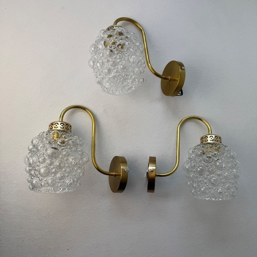 LOT OF 3 VINTAGE BUBBLE GLASS WALL LIGHTS