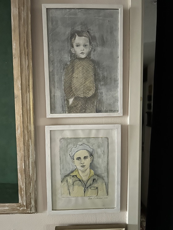 Image 1 of Twee tekeningen van Loes Enklaar. 