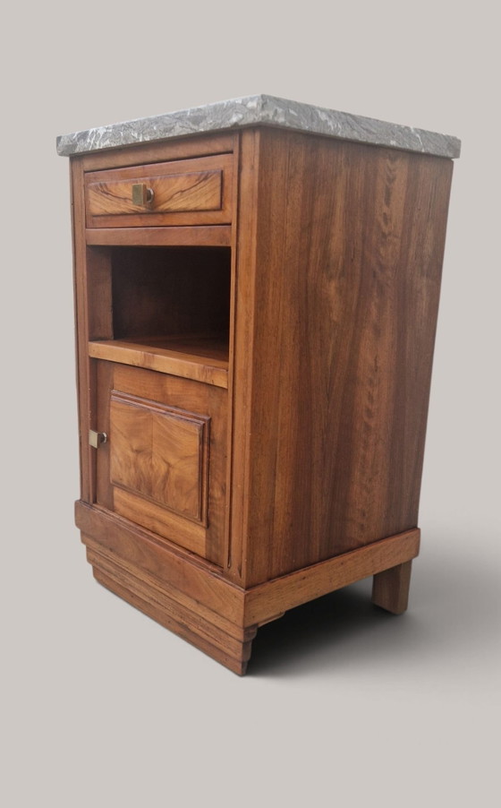 Mobile Art Déco - Legno di noce e marmo grigio - Circa 1930, Credenze, Beige (foto 2 di 15)