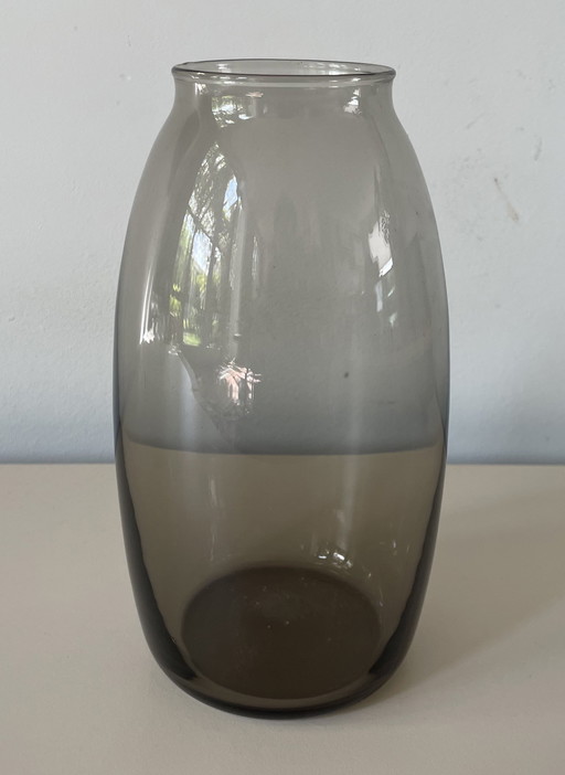 Glass Factory Leerdam - Art Deco Smoked Glass Vase Design A.D. Copier