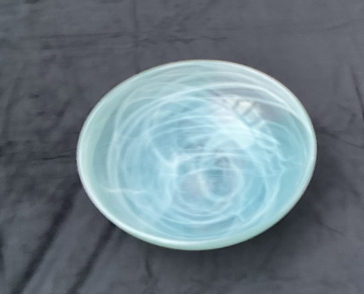 Bol turquoise et blanc de Leerdam.
