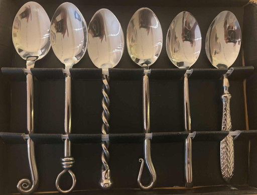 Cucchiai da zuppa vintage in acciaio inossidabile: set di 6 cucchiai da cena spaiati