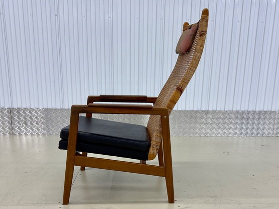 Vintage Set 2x Mid Century Design Fauteuils Muntendam Voor Gebr. Jonkers – gebroeders Jonkers, Rattan, Skai (photo 13 of 16)