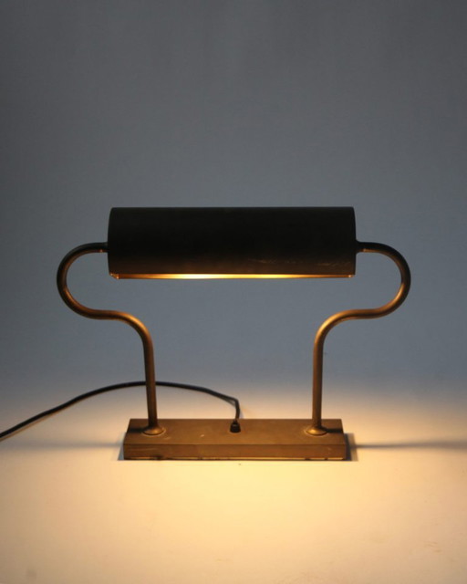 Florian Schulz Massiv Messing Tischlampe, 1970er Jahre