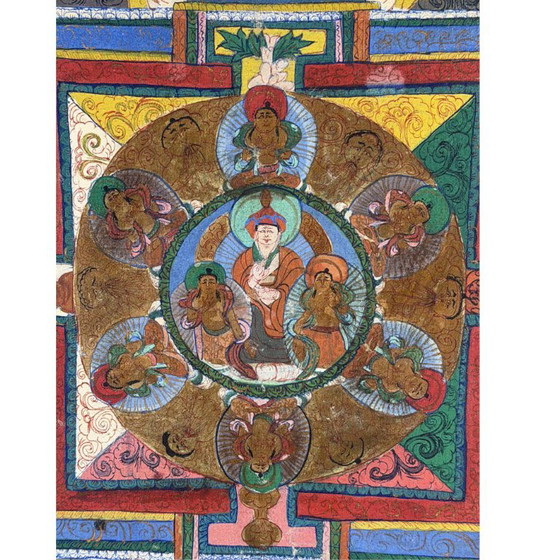 Tibetische Mandala-Thangka mit Padmasambhava, ca. 1950 – Gemälde & Zeichnungen, Other (photo 4 of 5)