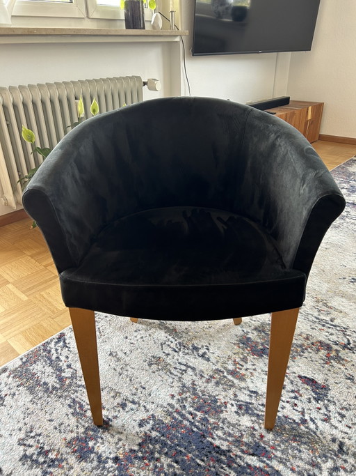 Set van 4 Cattelan Italia Fauteuils – Zwart Leer & Hout – Made In Italy