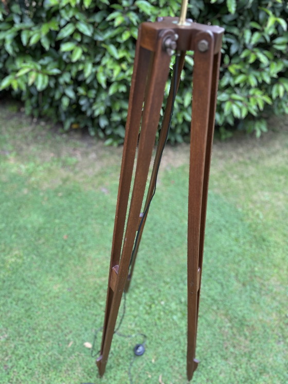 Image 1 of Flamant tripod floor lamp - warm elegance in wood and copper