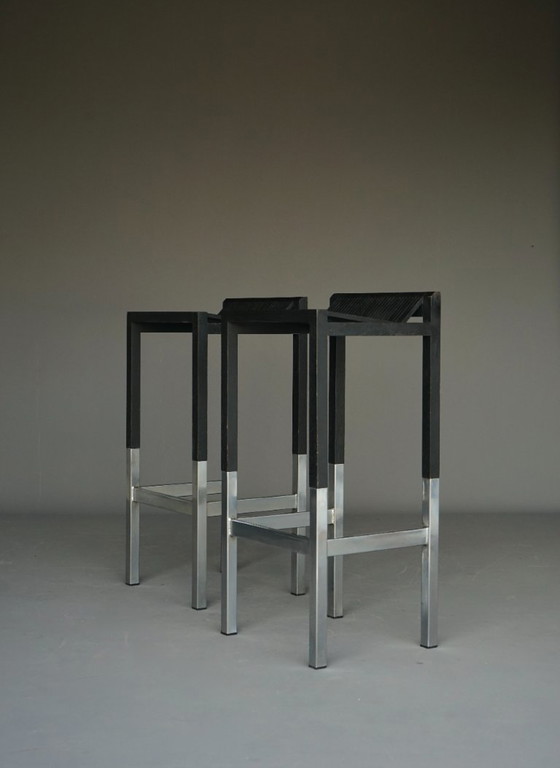 Minimalist Bar Stools by Ruud Jan Kokke, 1980s. Set of 2 – Barstools, Metal (photo 3 of 20)