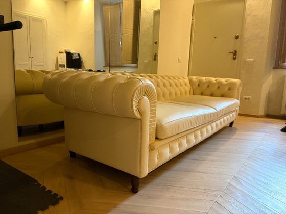 Chester One Poltrona Frau ORIGINAL - 4-seater cream/ivory leather sofa, Wood, Creme (photo 2 of 7)
