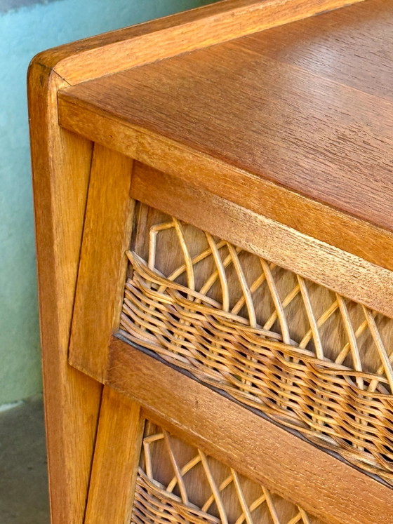 50s/60s Scandinavian Oak and Rattan Dresser, Chest of drawers (photo 7 of 14)