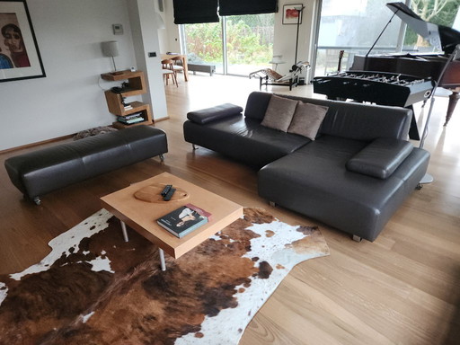 Alberta corner sofa, brown leather