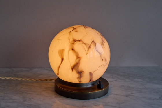 Image 1 of Antieke roze marmeren art deco lamp