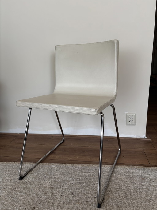 5 Wit Lederen IKEA Bernhard Stoelen – eetkamerstoelen, Leather, Metal (photo 2 of 5)