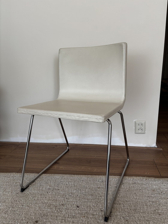 5 Wit Lederen IKEA Bernhard Stoelen – Eetkamerstoelen, Leather, Metal (photo 2 of 5)