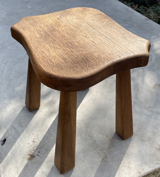 Image 1 of Vintage solid oak milk stool