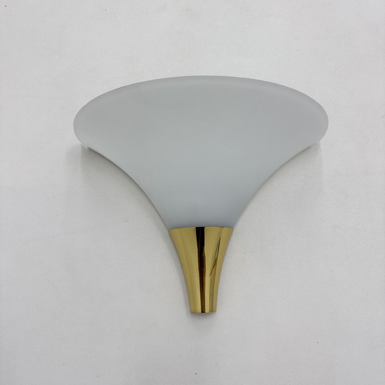 Image 1 of Limburg Glashütte Brass and Glass Wall Lamp Sconce, 1970s