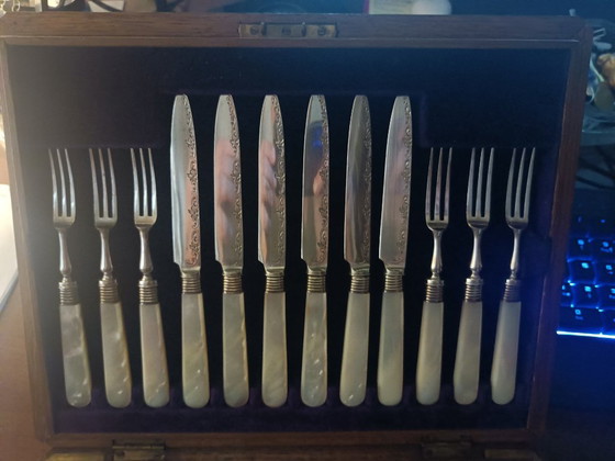 Image 1 of Posate da frutta 1908 argento placcato