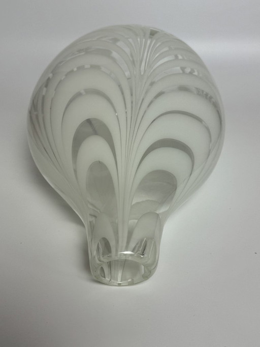 High Quality Handblown Loop-Glass Vase, Attributed to the Victorian Nailsea Tradition with White internal Spirals.