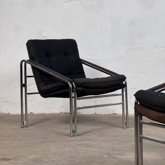 Image 1 of Pair of Bauhaus Style Mid-Century Armchairs