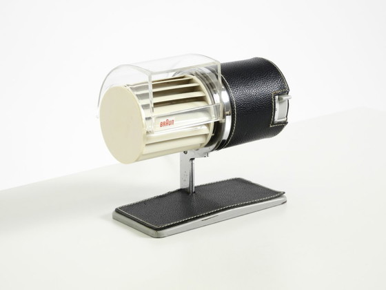 Image 1 of Raro ventilatore da tavolo originale BRAUN HL 1 del 1961, disegnato da Reinhold Weiss, con finitura in pelle.