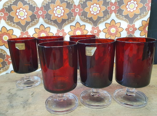 1840 Set Of 6 Vintage Wine Glasses Luminarc