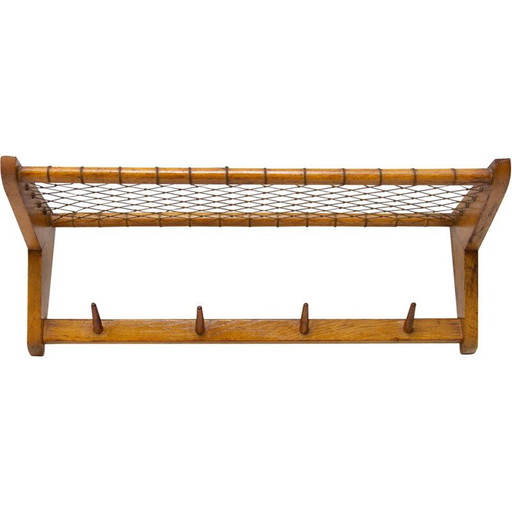 Vintage beech wood wall shelf by Krásná Jizba, Czech 1960