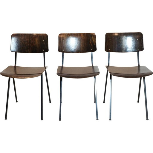Set of 3 vintage F6 chairs by Eromes, Nederlands 1960s