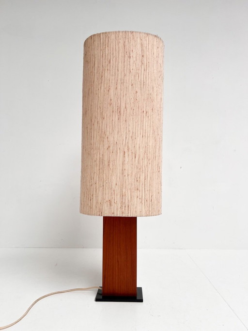 Lámpara de teca de mediados de siglo, 98 cm, década de 1970. – vloerlampen, Metal