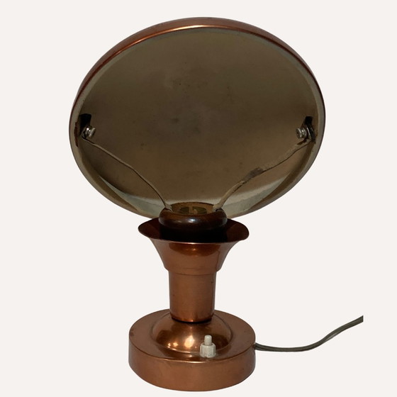 Image 1 of French Copper And Teak Table Lamp, 1950S