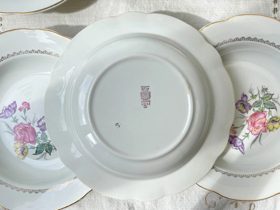 6 Piatti Fondi in Porcellana DIGOIN & SARREGUEMINES Modello Rene, Fatti in Francia 1950 – Stoviglie, Porcelain (photo 6 of 7)