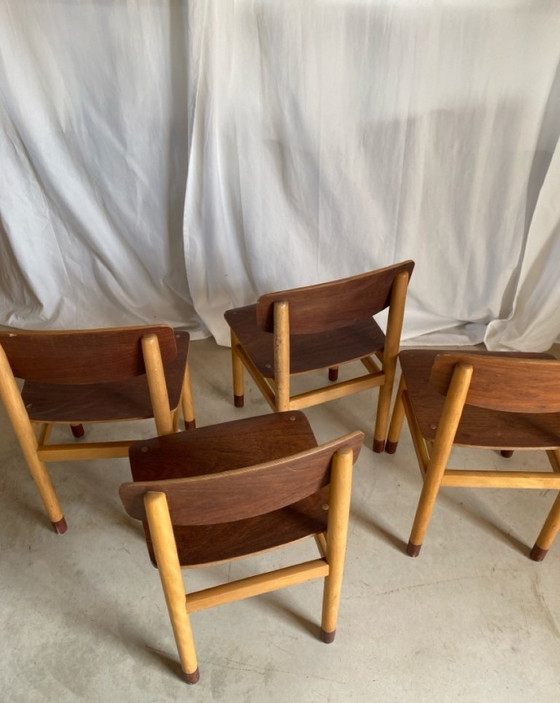 Four low chairs Kvetny and Sonners Stolefabrik Denmark 1960, Side chairs, Wood, Brown (photo 7 of 15)