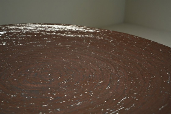 Large handmade metallic glazed ceramic bowl, circa 1980s–1990s. (photo 7 of 8)