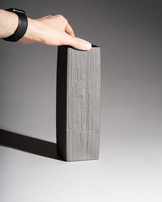 Image 1 of Black Porcelain Vase Trio Martin Freyer & Elsa Fischer-Treyden Rosenthal Op-Art