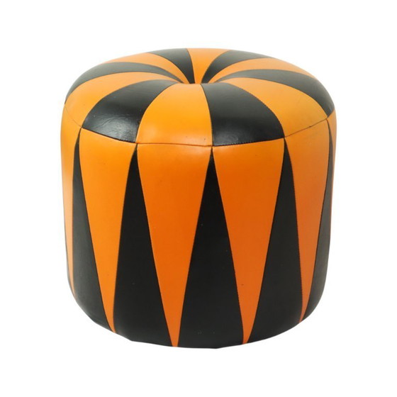 Image 1 of Pouf vintage arancione nero Skai