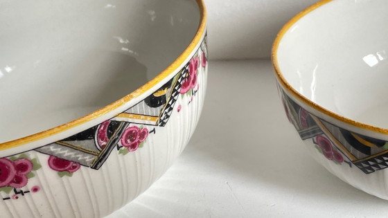 Image 1 of Insalatiere in porcellana MEHUN, decoro Art Déco