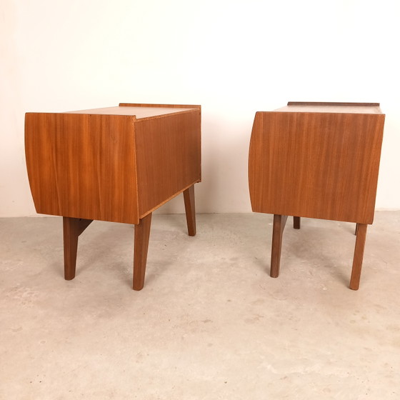 Image 1 of 2x Louis van Teeffelen nachtkastje teak| vintage jaren 60