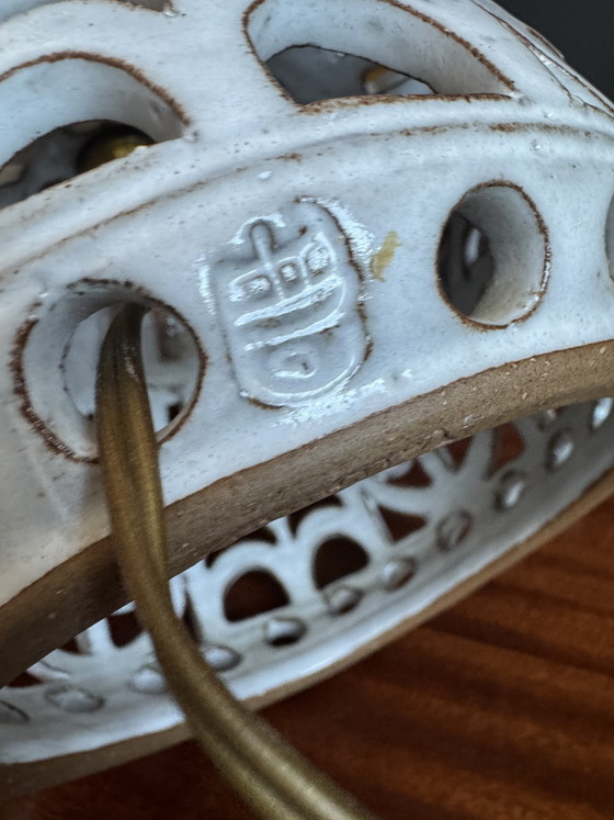 Image 1 of Roger Collet openwork ceramic lamp, 1960s