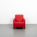 4 sillones Rietveld Cassina 637 Utrecht de tela roja