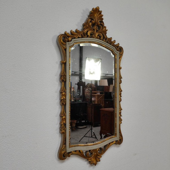 Konsolentisch, Beistelltisch mit Marmorplatte und vergoldetem Holz mit Spiegel, Braun, Klassiek (Foto 15 von 15)