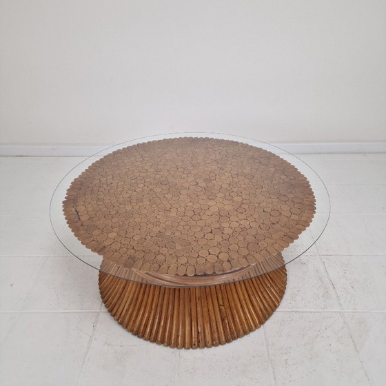 Image 1 of Sheaf of Wheat Bamboo Coffee Table by McGuire, USA, circa 1970