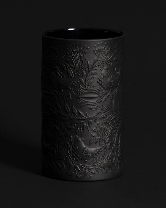 Image 1 of Rosenthal Vase Duo Bjørn Wiinblad Bisque Porcelaine Noire Matte Relief MCM WGP