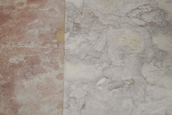 Image 1 of  Vintage Marble Nesting Tables Set of 3, Square Side Tables, Postmodern Solid Fossil Marble Stone Coffee Tables, Modern Accent F