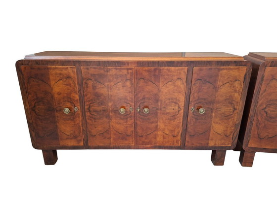 Image 1 of Exclusive pair of 1930s Art Deco sideboards in briar wood
