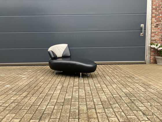 Image 1 of Leolux Kikko Chaise longue relax Senso pelle nera ZGAN!!!